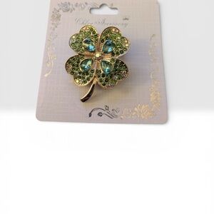 Crystal Clover Brooch